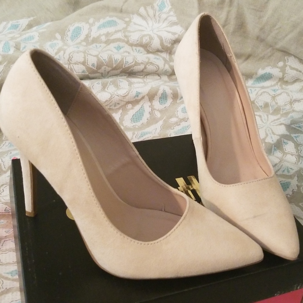 Charlotte Russe nude suede heels